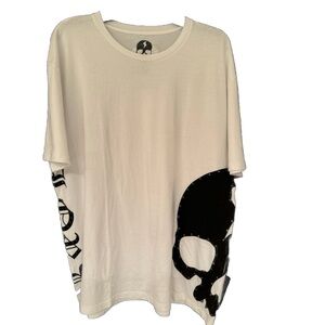 RAWKN Skull Lord Studded Short Sleeve Shirt Men’s White Size XL